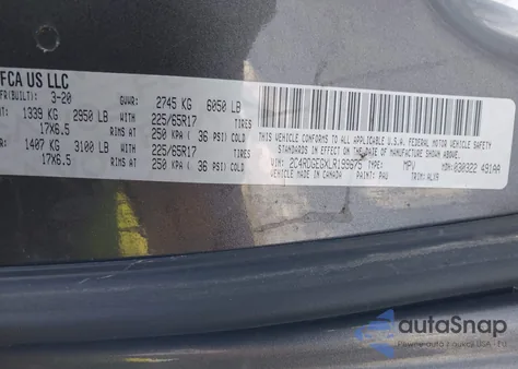 2020 Dodge Grand Caravan Gt z USA, uszkodzony, nr VIN 2C4RDGEGXLR199675